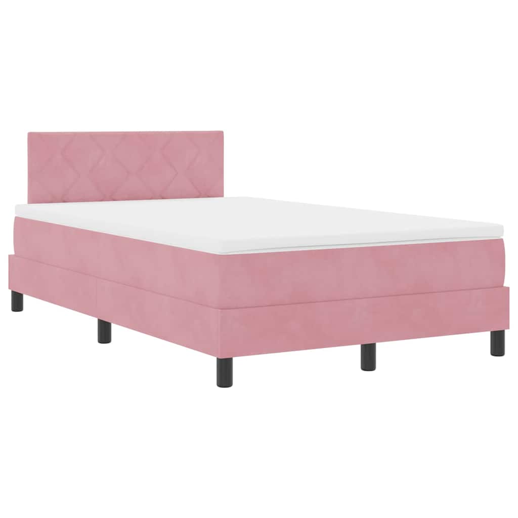 LED Box Spring Krevet s madracem Ružičasta 120 x 190 cm Baršun