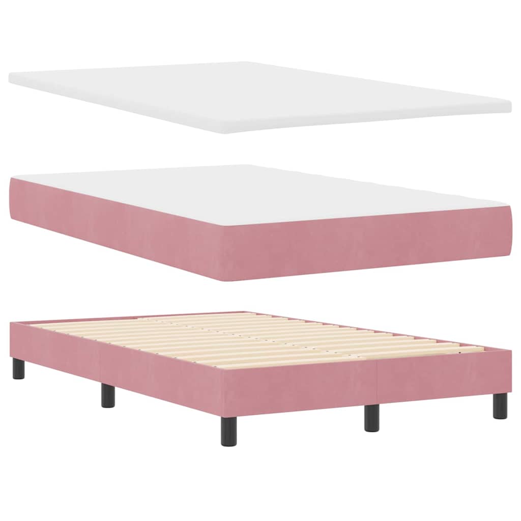 LED Box Spring Krevet s madracem Ružičasta 120 x 190 cm Baršun