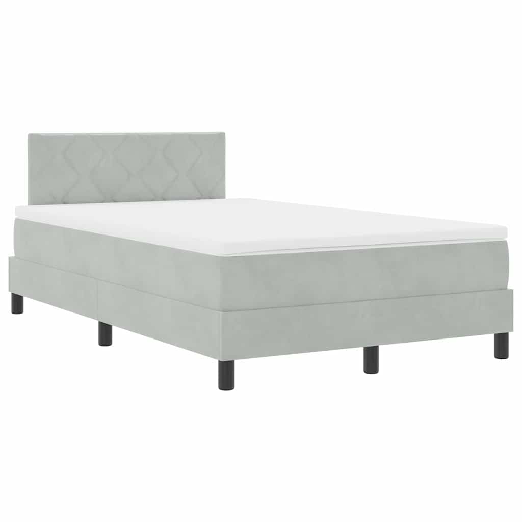 LED Box Spring Krevet Svijetlo siva 120 x 200 cm Baršun
