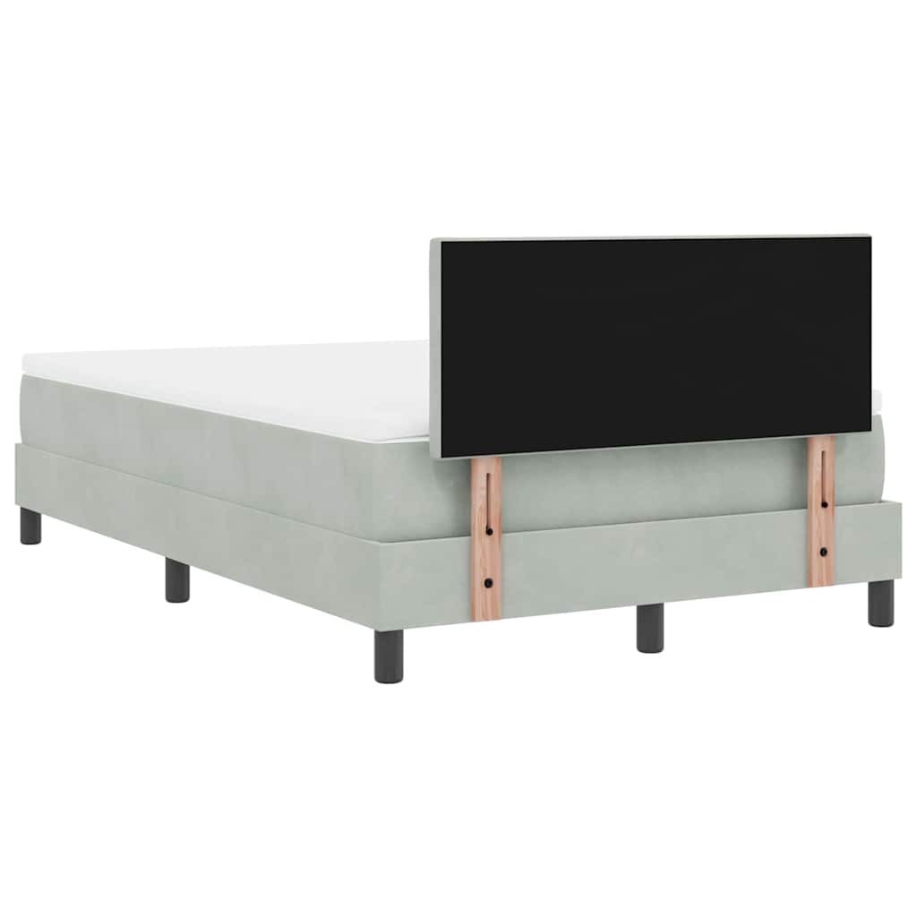 LED Box Spring Krevet Svijetlo siva 120 x 200 cm Baršun