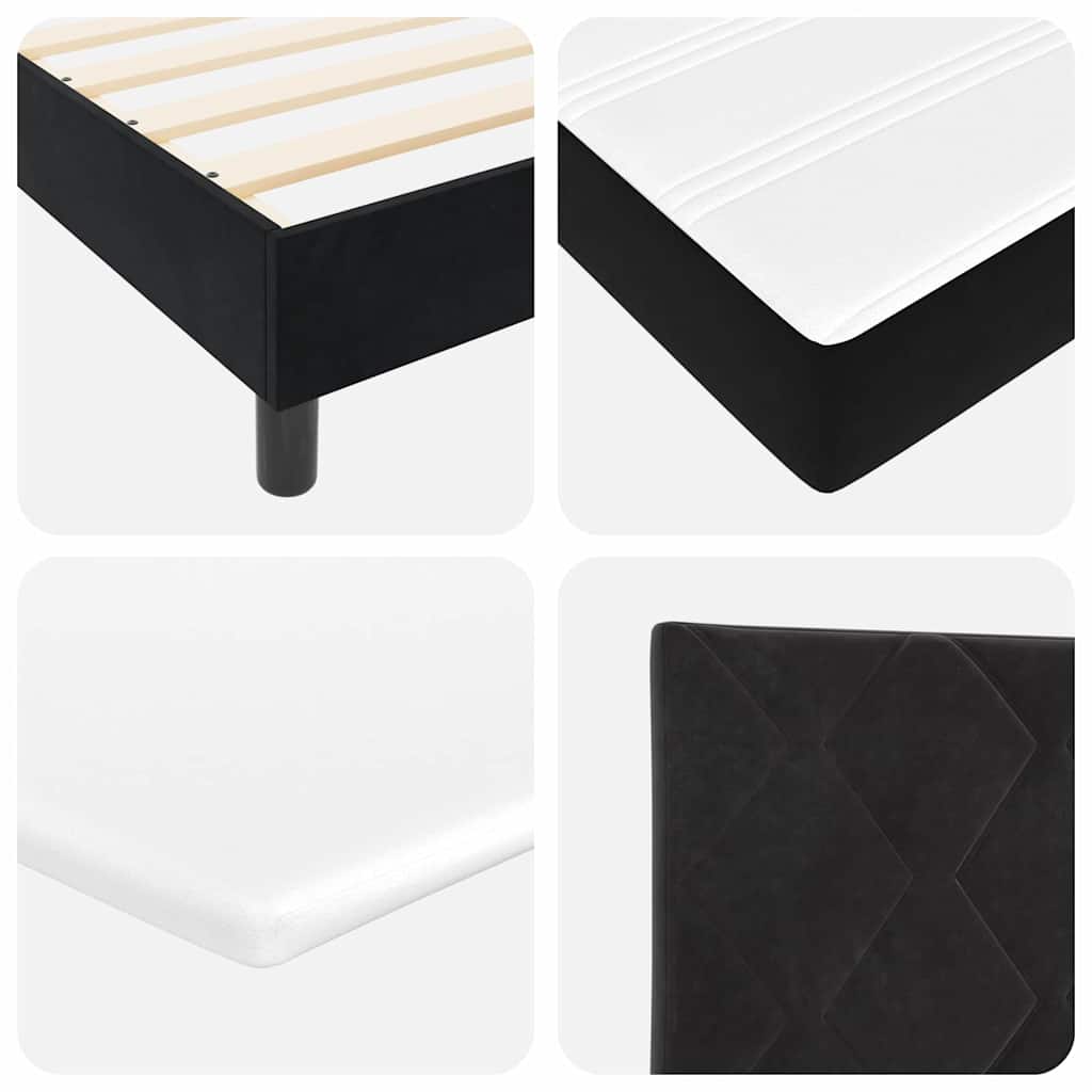 LED Box Spring Krevet s madracem Crna 120 x 200 cm Baršun