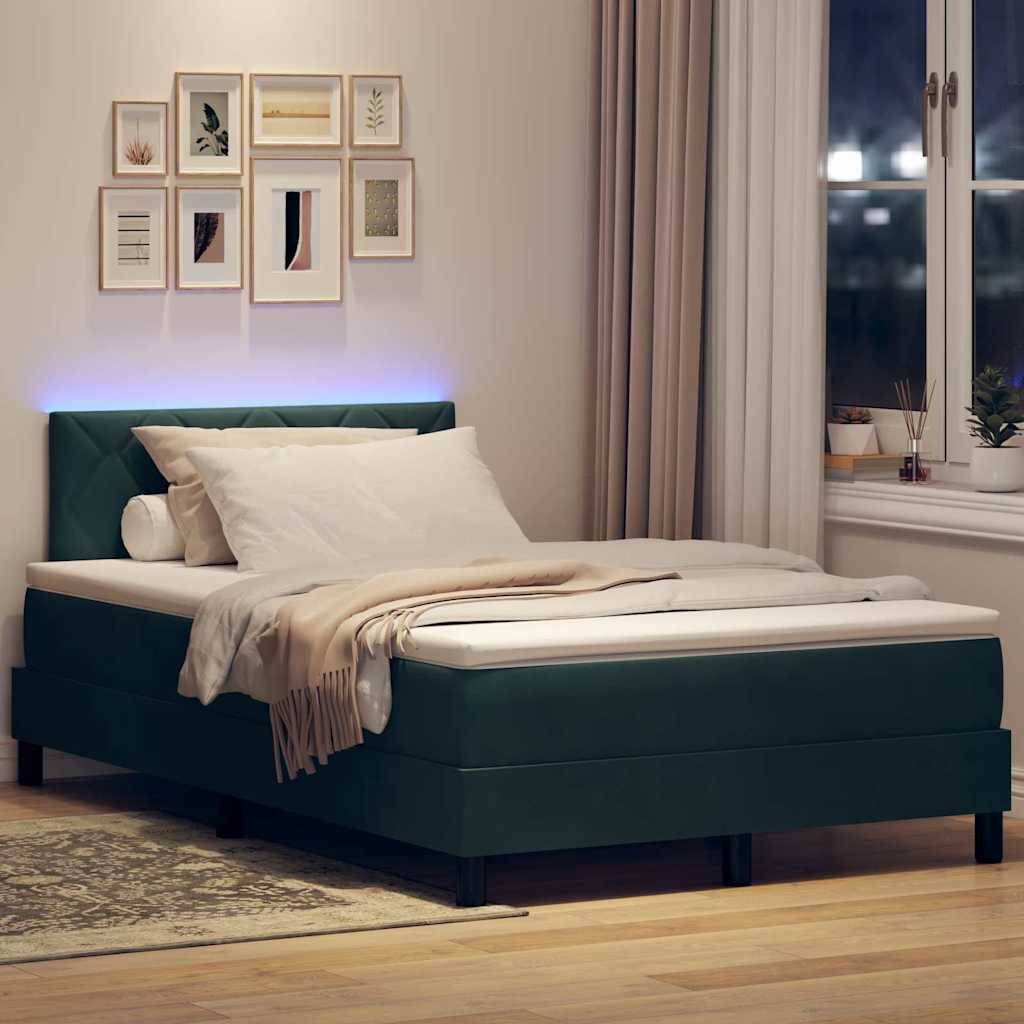 LED Box Spring Krevet Tamnozelena 120 x 200 cm Baršun