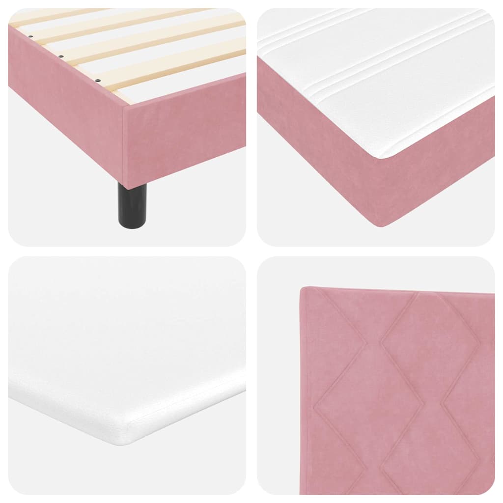 LED Box Spring Krevet s madracem Ružičasta 120 x 200 cm Baršun