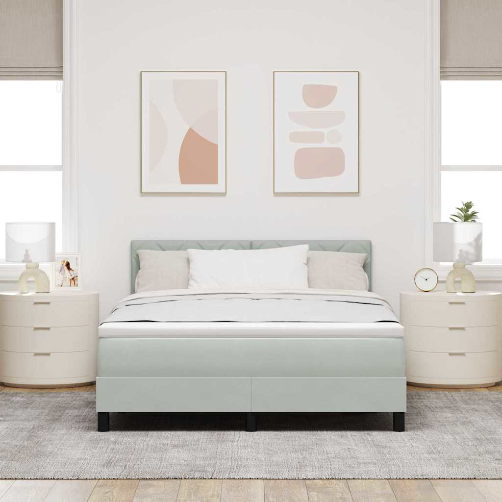 LED Box Spring Krevet Svijetlo siva 140 x 190 cm Baršun