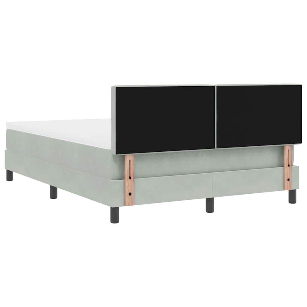 LED Box Spring Krevet Svijetlo siva 140 x 190 cm Baršun