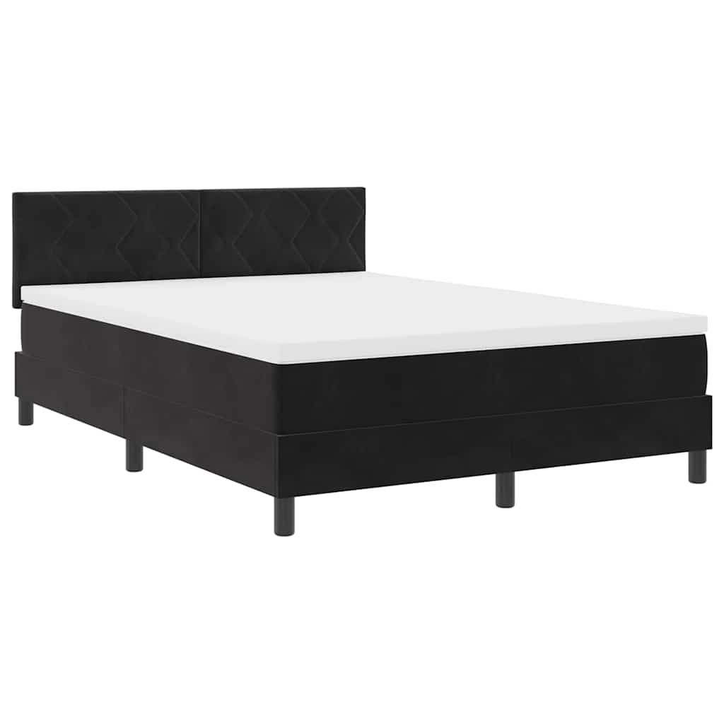 LED Box Spring Krevet s LED trakama Crna 140 x 190 cm Baršun