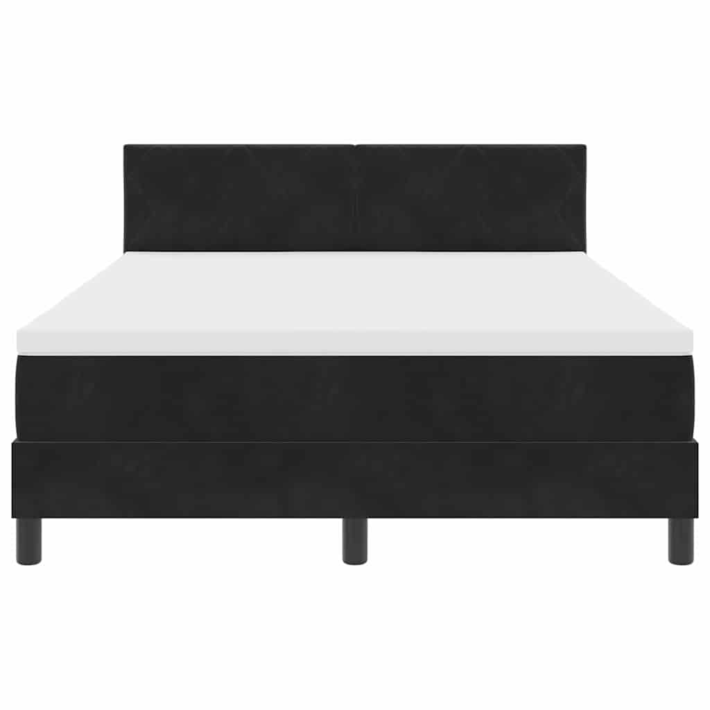 LED Box Spring Krevet s madracem Crna 140 x 190 cm Baršun