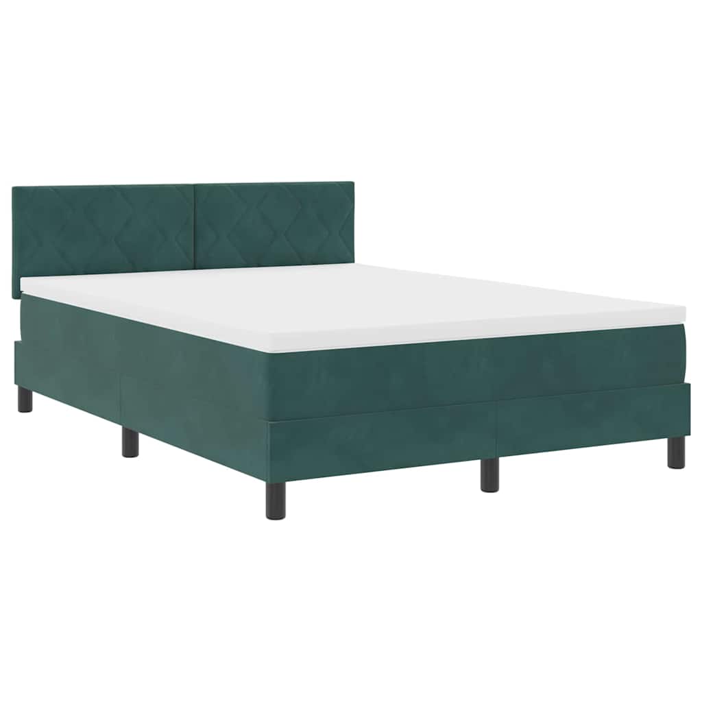 LED Box Spring Krevet Tamnozelena 140 x 190 cm Baršun