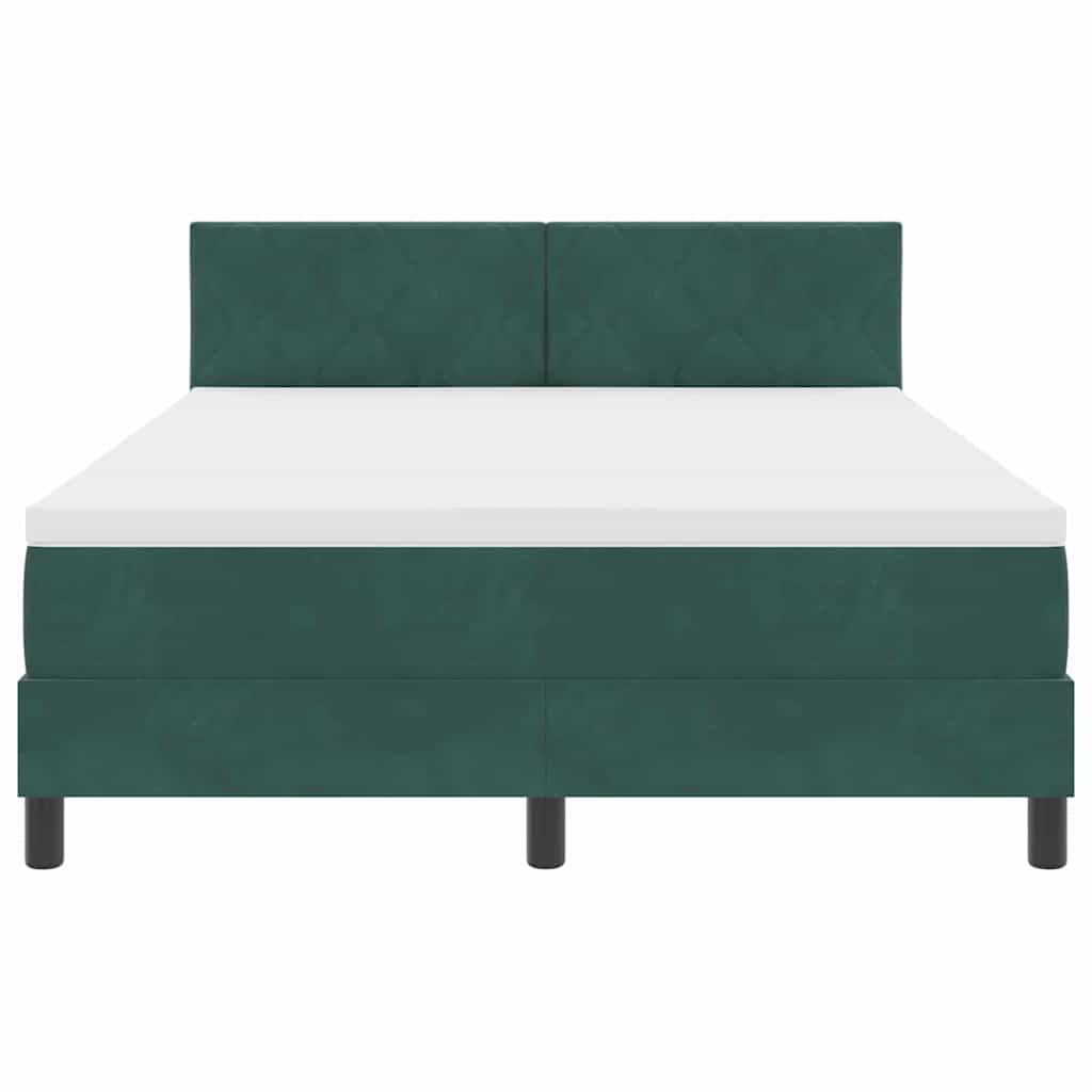 LED Box Spring Krevet Tamnozelena 140 x 190 cm Baršun