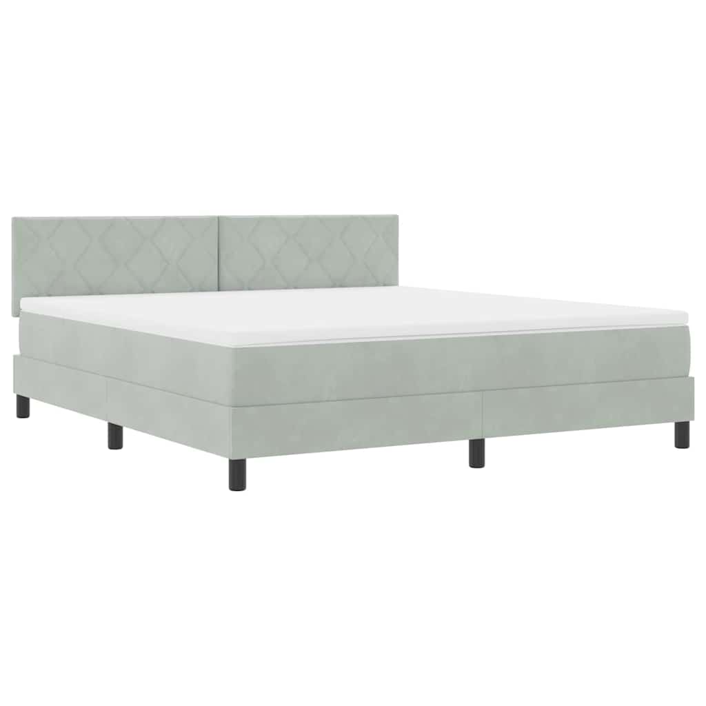 LED Box Spring Krevet Svijetlo siva 180 x 200 cm Baršun