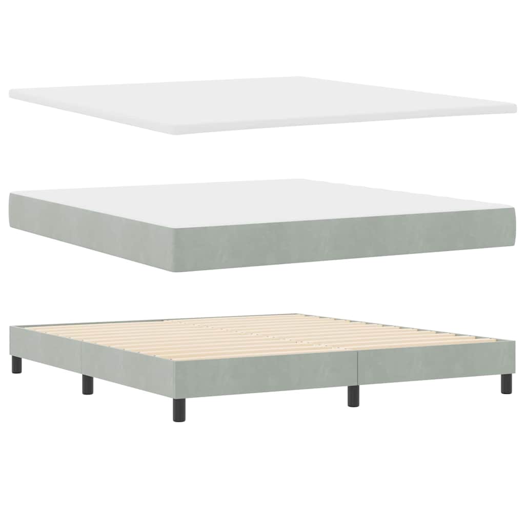 LED Box Spring Krevet Svijetlo siva 180 x 200 cm Baršun