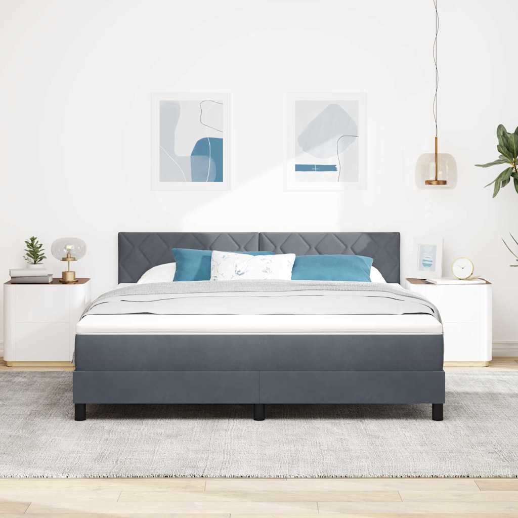 LED Box Spring Krevet s madracem Tamno siva 180 x 200 cm Baršun