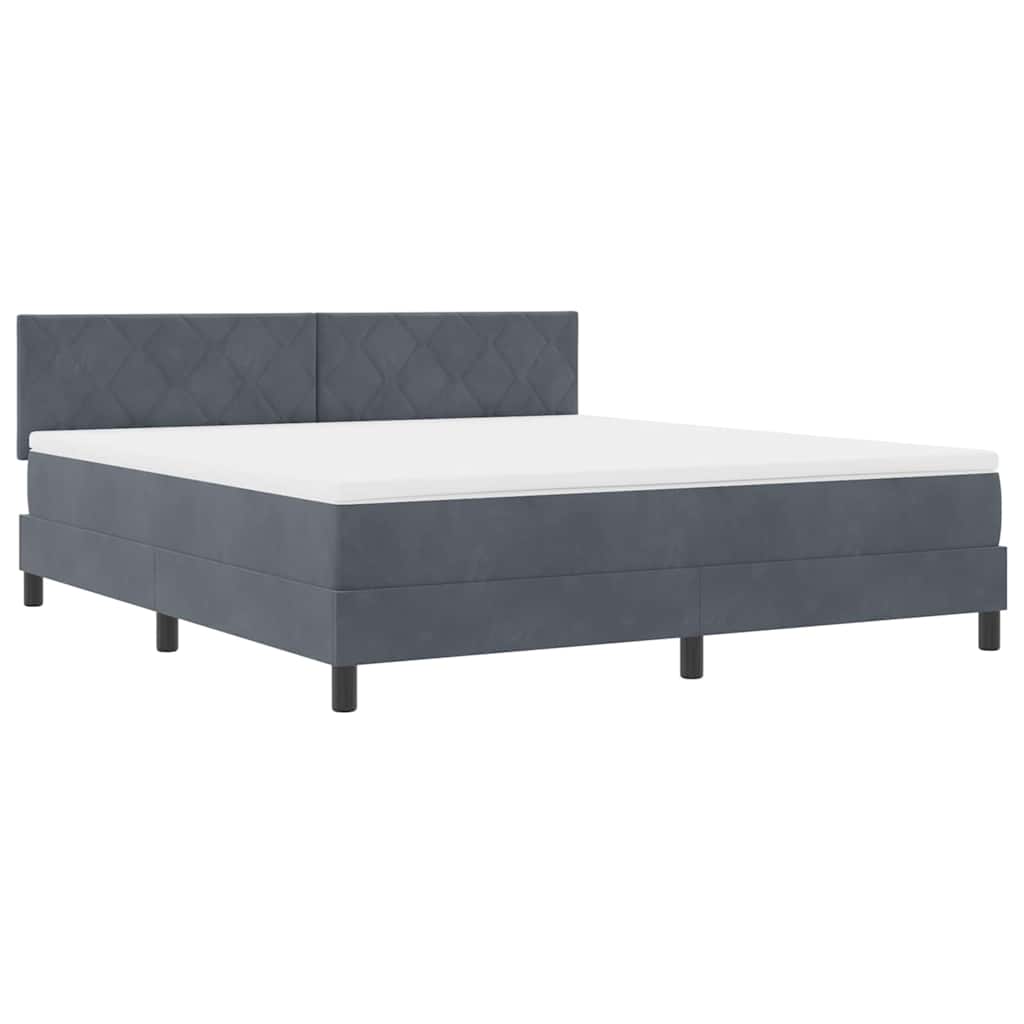 LED Box Spring Krevet s madracem Tamno siva 180 x 200 cm Baršun