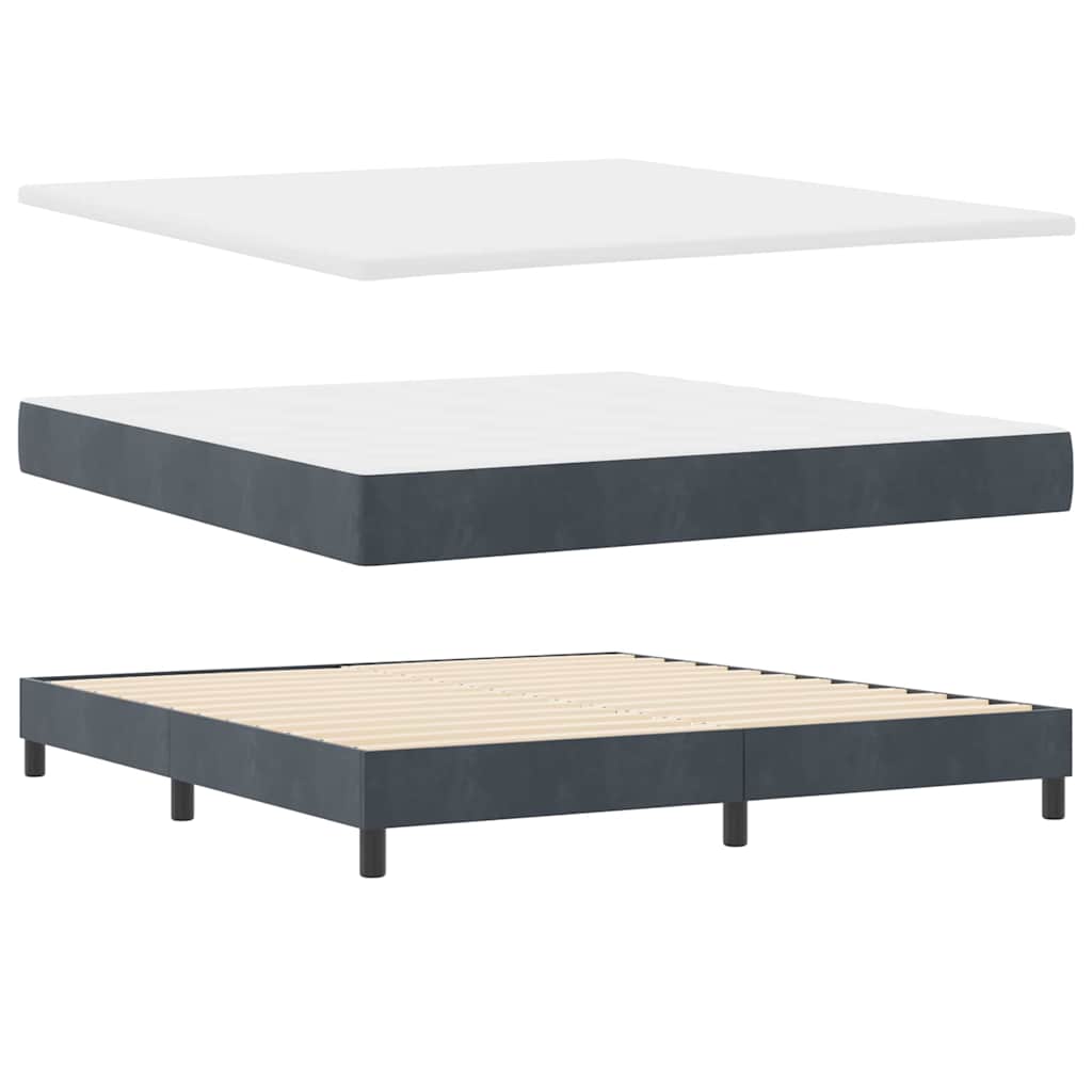 LED Box Spring Krevet s madracem Tamno siva 180 x 200 cm Baršun