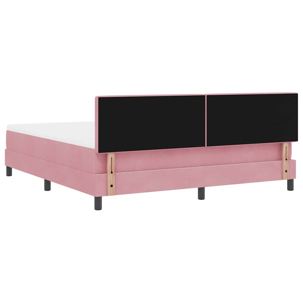 LED Box Spring Krevet Ružičasta 180 x 200 cm Baršun