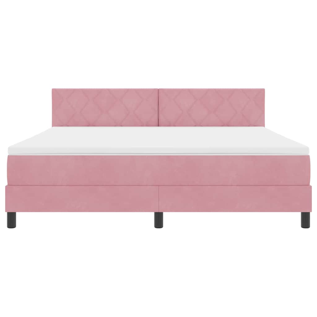 LED Box Spring Krevet Ružičasta 180 x 200 cm Baršun