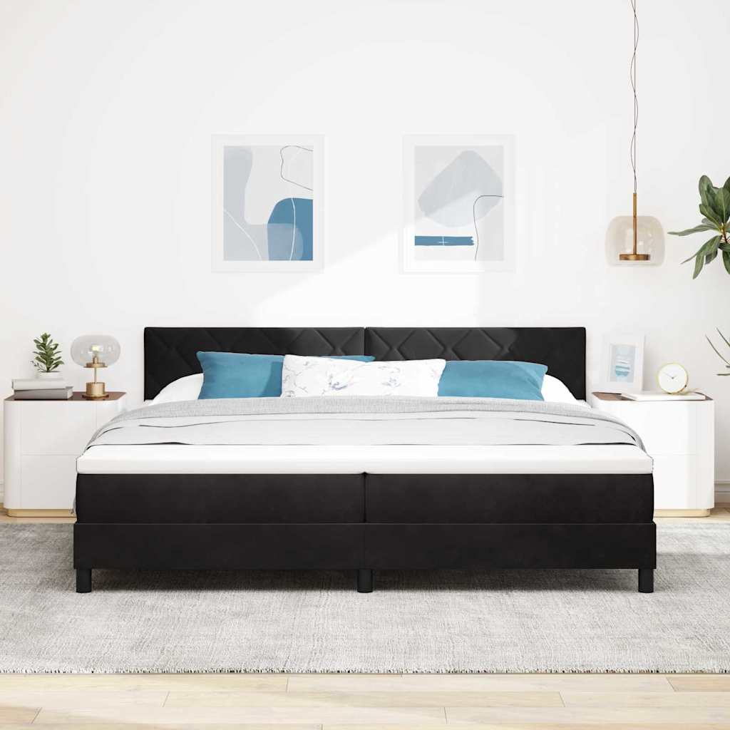 LED Box Spring Krevet s madracem Crna 200 x 200 cm Baršun