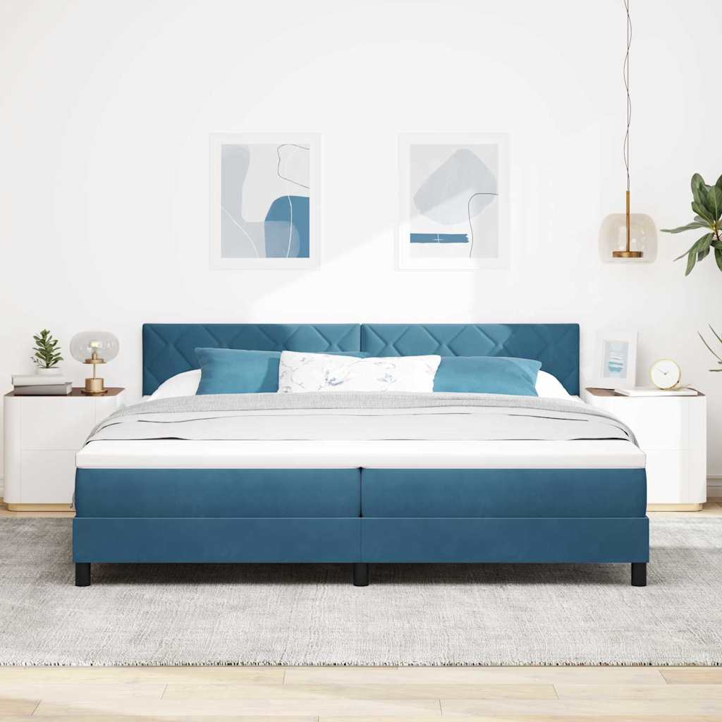 LED Box Spring Krevet Tamno plava 200 x 200 cm Baršun