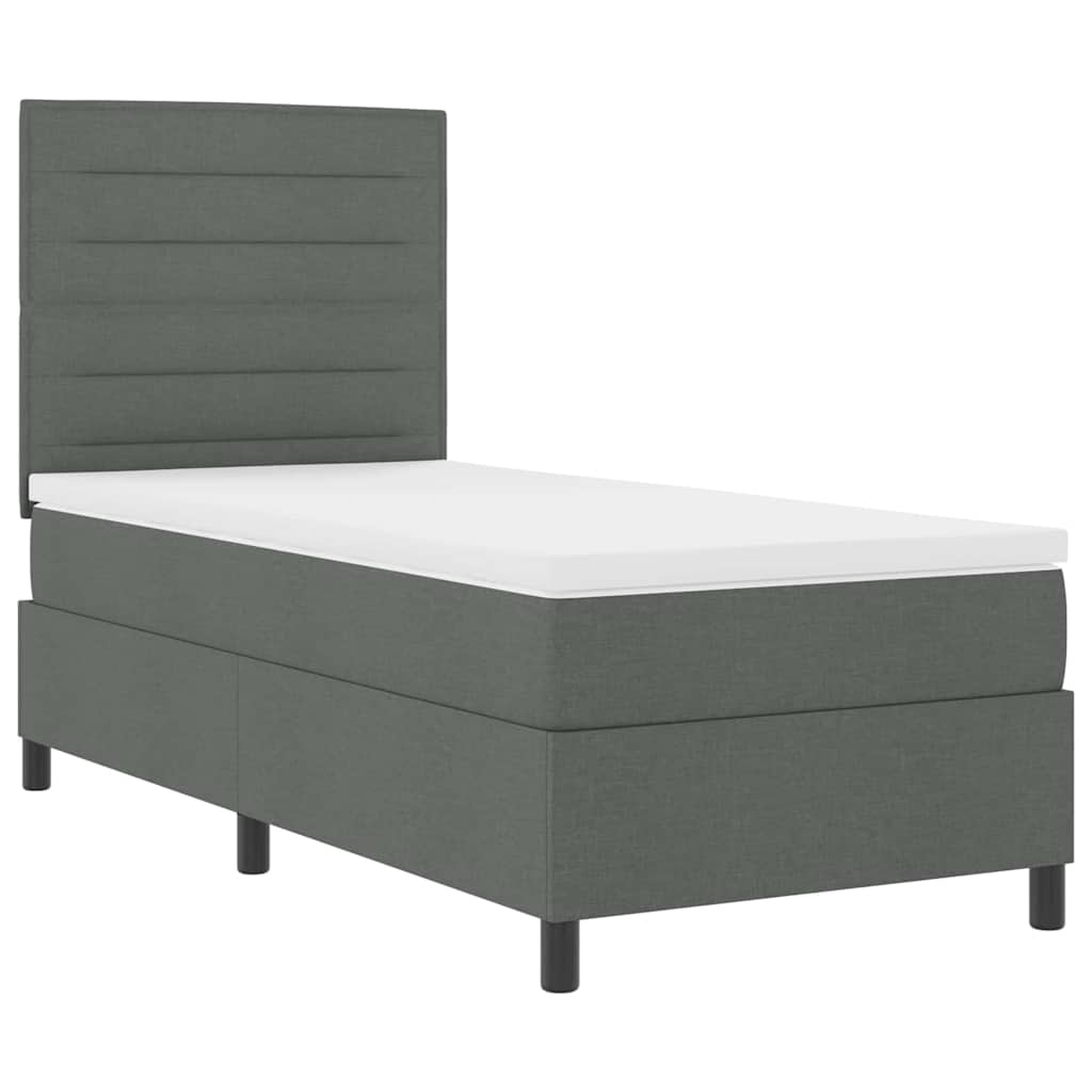 Krevet s opruga kutije Tamno siva 90 x 200 cm tkanina