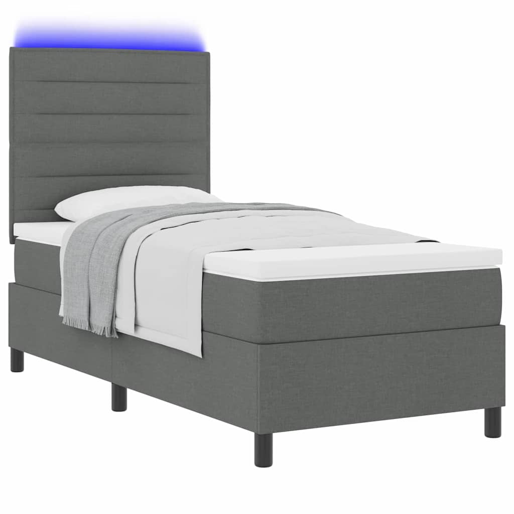 Krevet s opruga kutije Tamno siva 90 x 200 cm tkanina