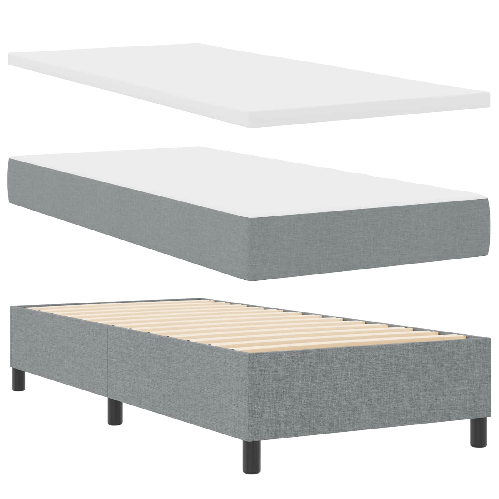Krevet s opruga kutije Svjetlosiva 90 x 190 cm tkanina