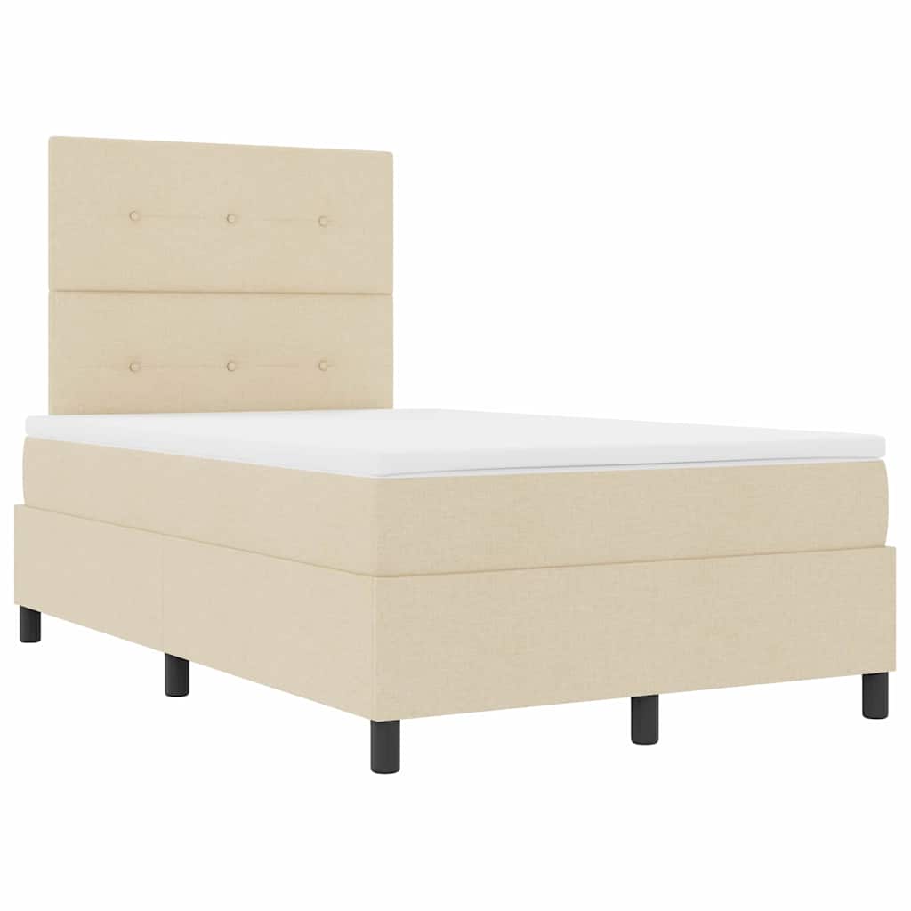 Krevet s opruga kutije s LED trakama Krema 120 x 190 cm tkanina