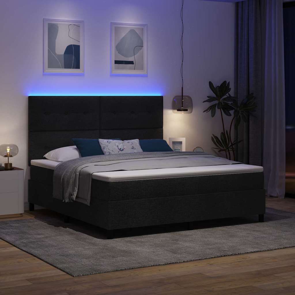 Krevet s opruga kutije s madracem Crna 180 x 200 cm tkanina