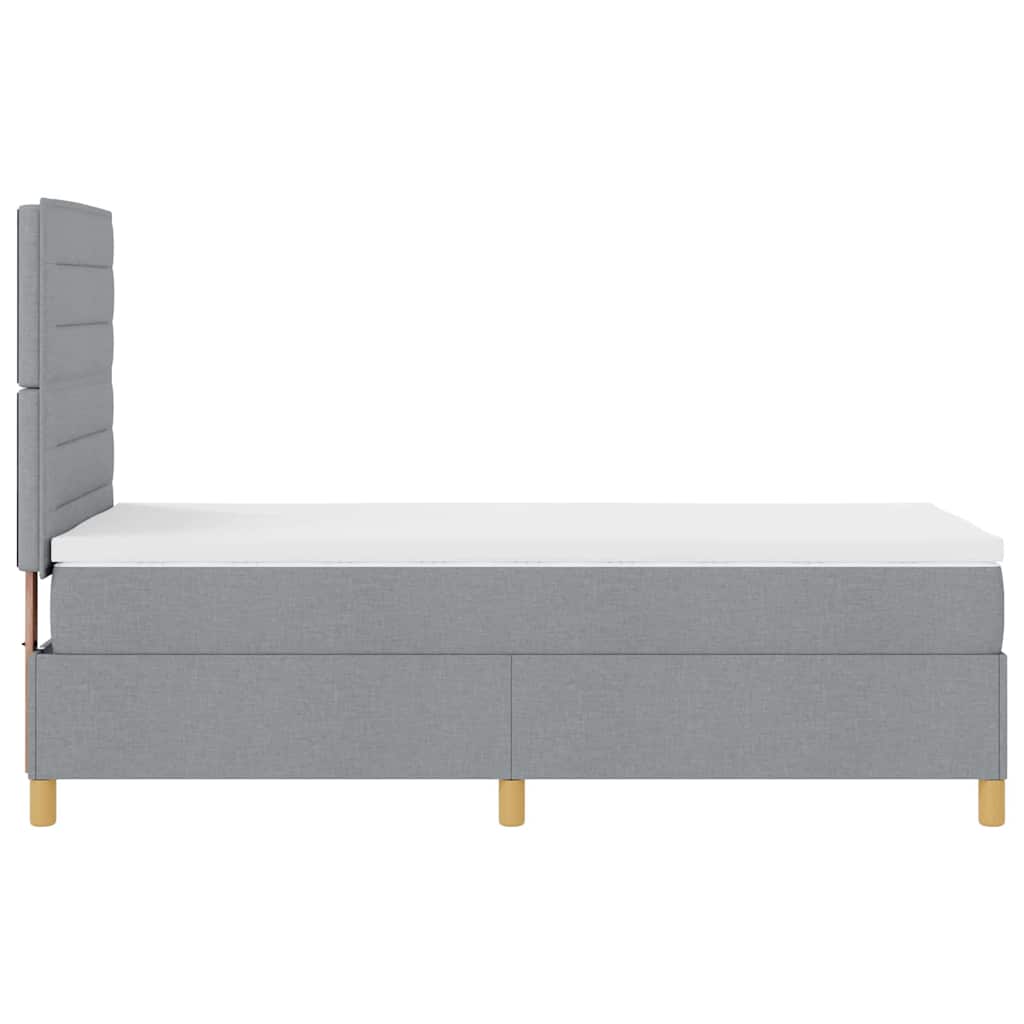 LED Box Spring Krevet Svijetlo siva 90 x 190 cm tkanina