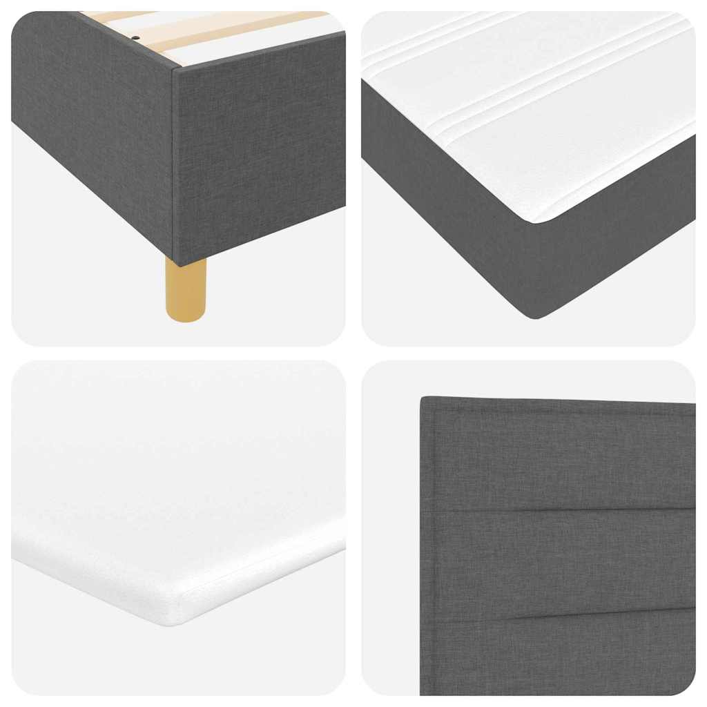 LED Box Spring Krevet s madracem Tamno siva 90 x 190 cm tkanina