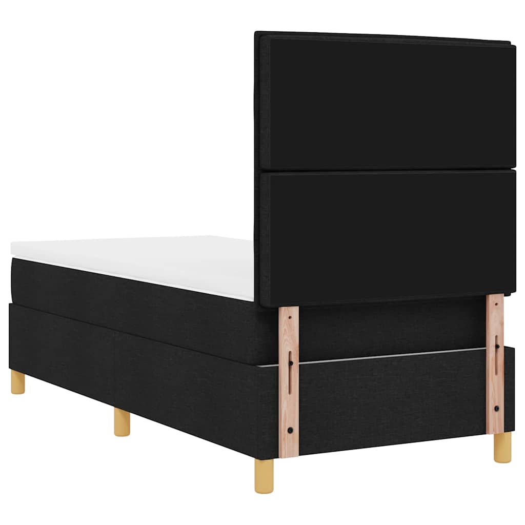 LED Box Spring Krevet s madracem Crna 90 x 190 cm tkanina