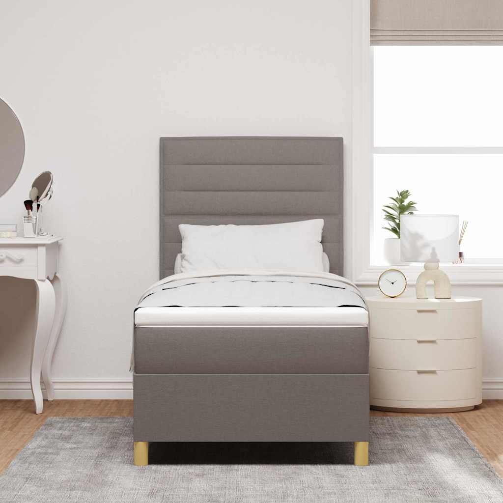 LED Box Spring Krevet s madracem Sivo-smeđa 90 x 190 cm tkanina