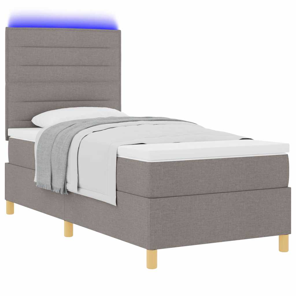 LED Box Spring Krevet s madracem Sivo-smeđa 90 x 190 cm tkanina