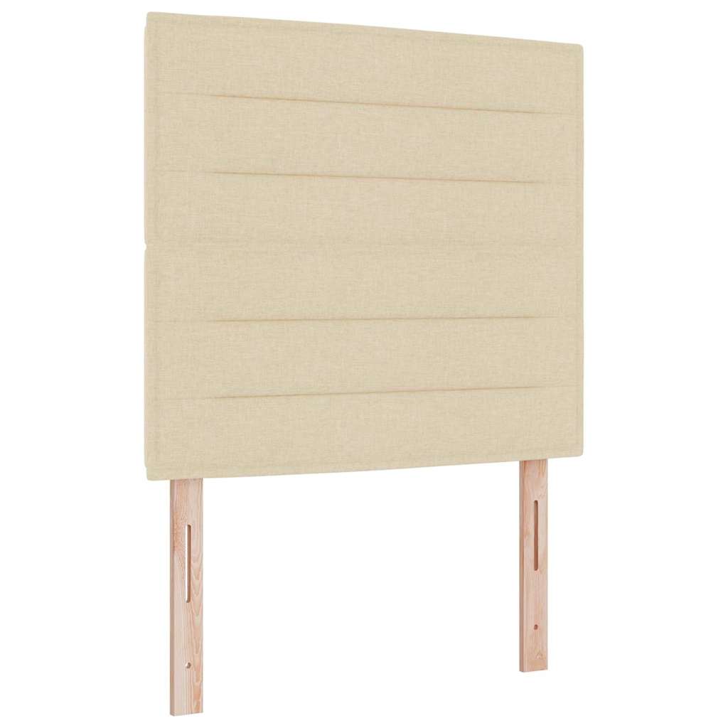 LED Box Spring Krevet s madracem Krema 90 x 190 cm tkanina