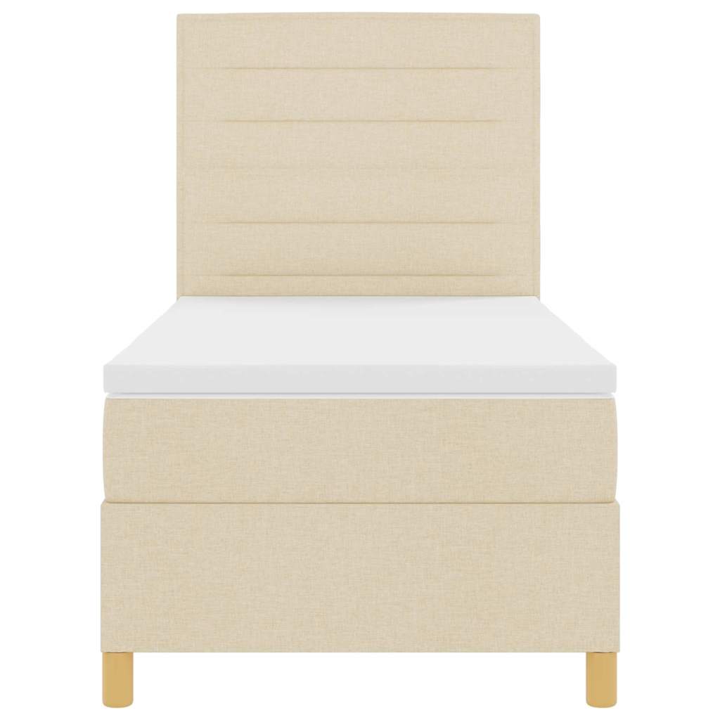 LED Box Spring Krevet s madracem Krema 90 x 190 cm tkanina