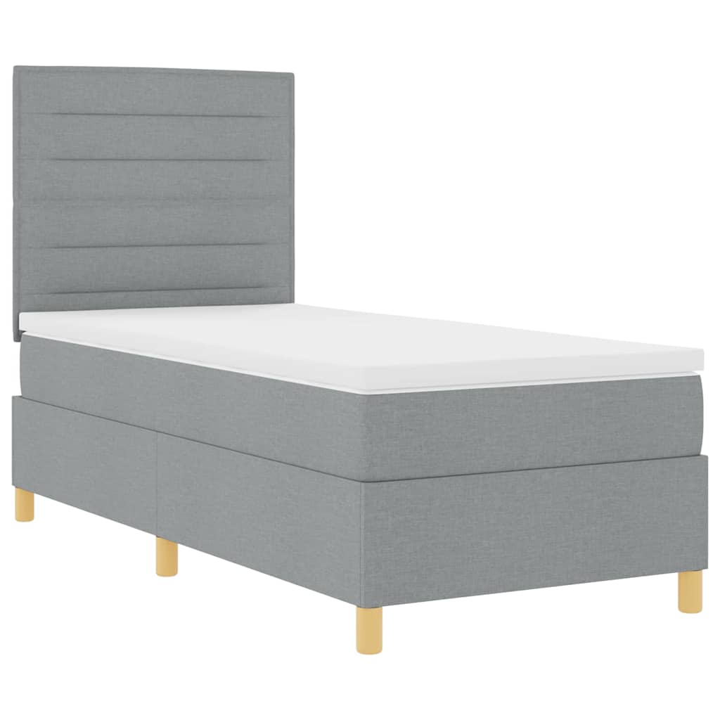 LED Box Spring Krevet Svijetlo siva 90 x 200 cm tkanina