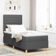 LED Box Spring Krevet s madracem Tamno siva 90 x 200 cm tkanina