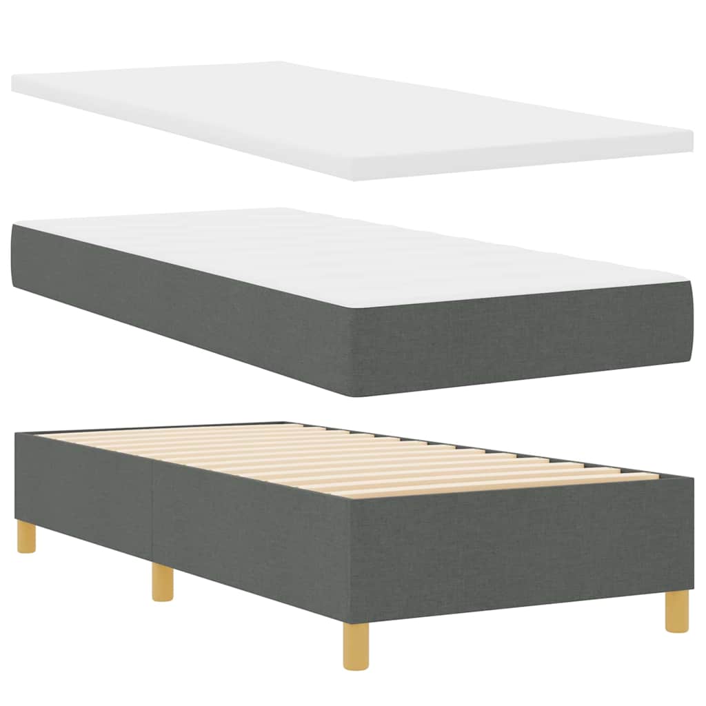 LED Box Spring Krevet s madracem Tamno siva 90 x 200 cm tkanina