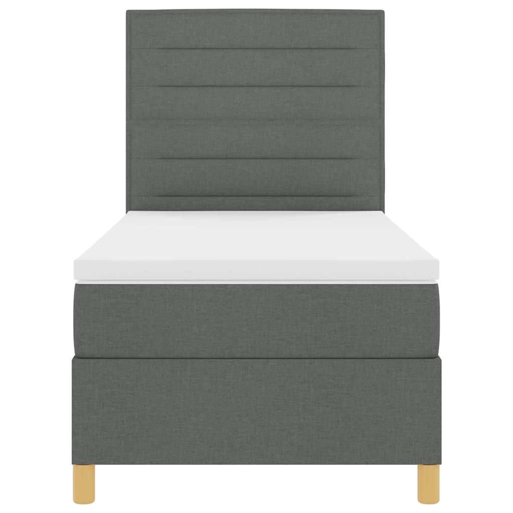 LED Box Spring Krevet s madracem Tamno siva 90 x 200 cm tkanina