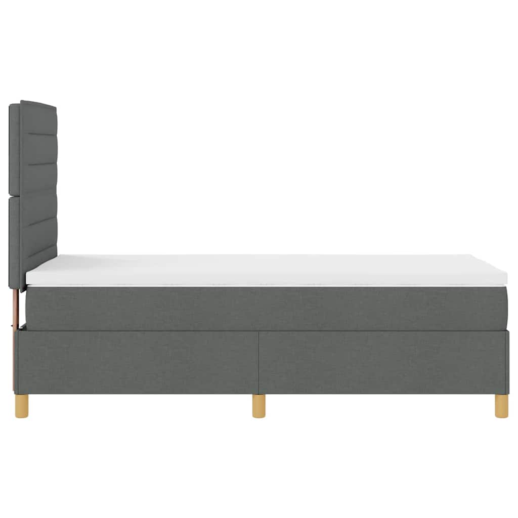 LED Box Spring Krevet s madracem Tamno siva 90 x 200 cm tkanina