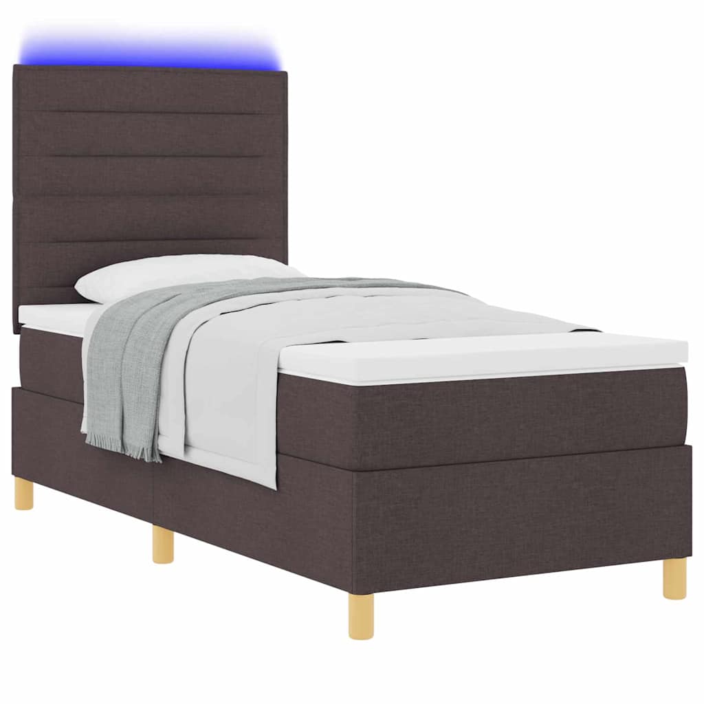 LED Box Spring Krevet Tamno smeđa 90 x 200 cm tkanina