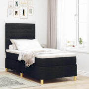 LED Box Spring Krevet s madracem Crna 100 x 200 cm tkanina