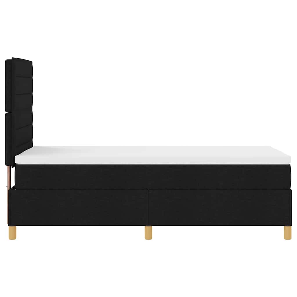 LED Box Spring Krevet s madracem Crna 100 x 200 cm tkanina
