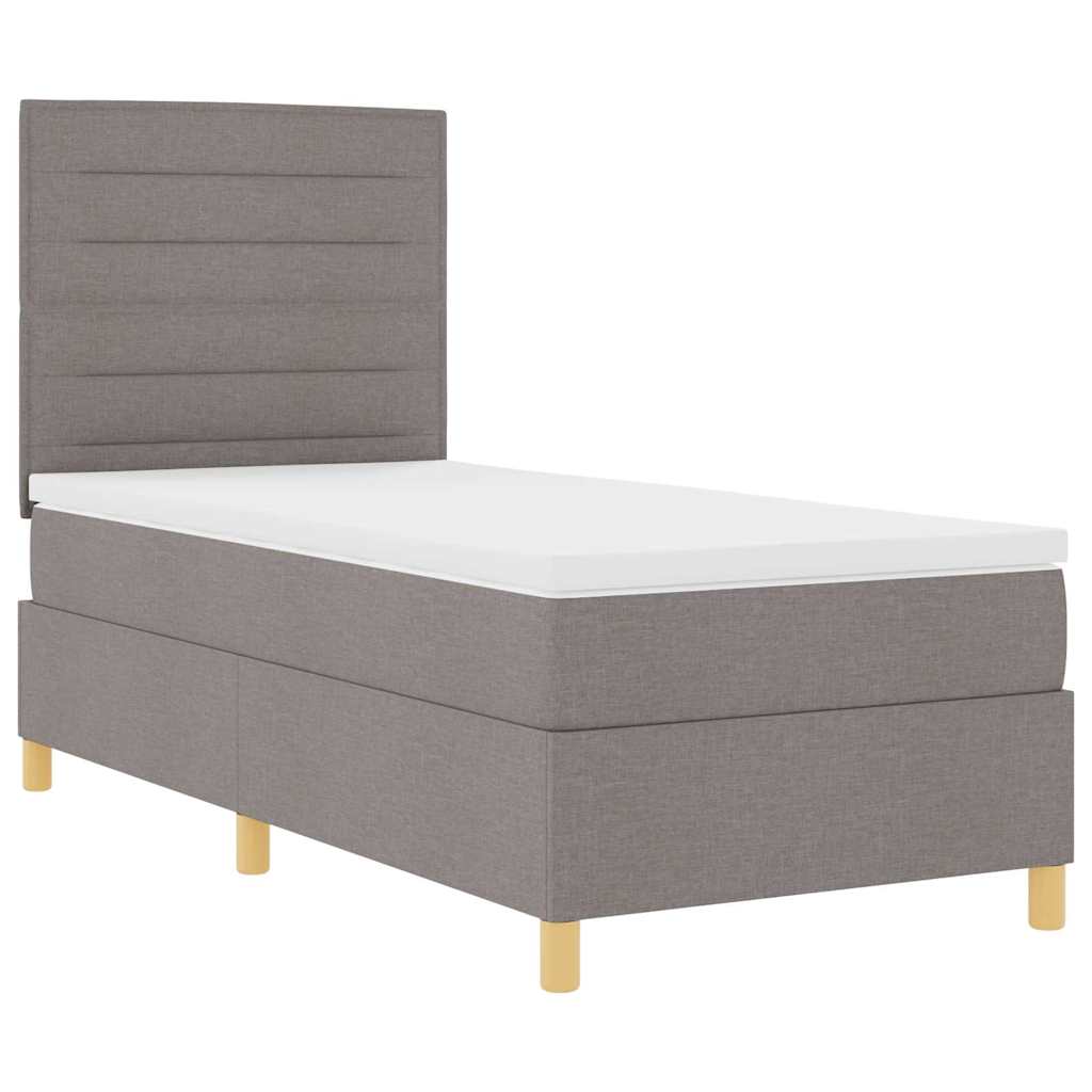 LED Box Spring Krevet Sivo-smeđa 100 x 200 cm tkanina