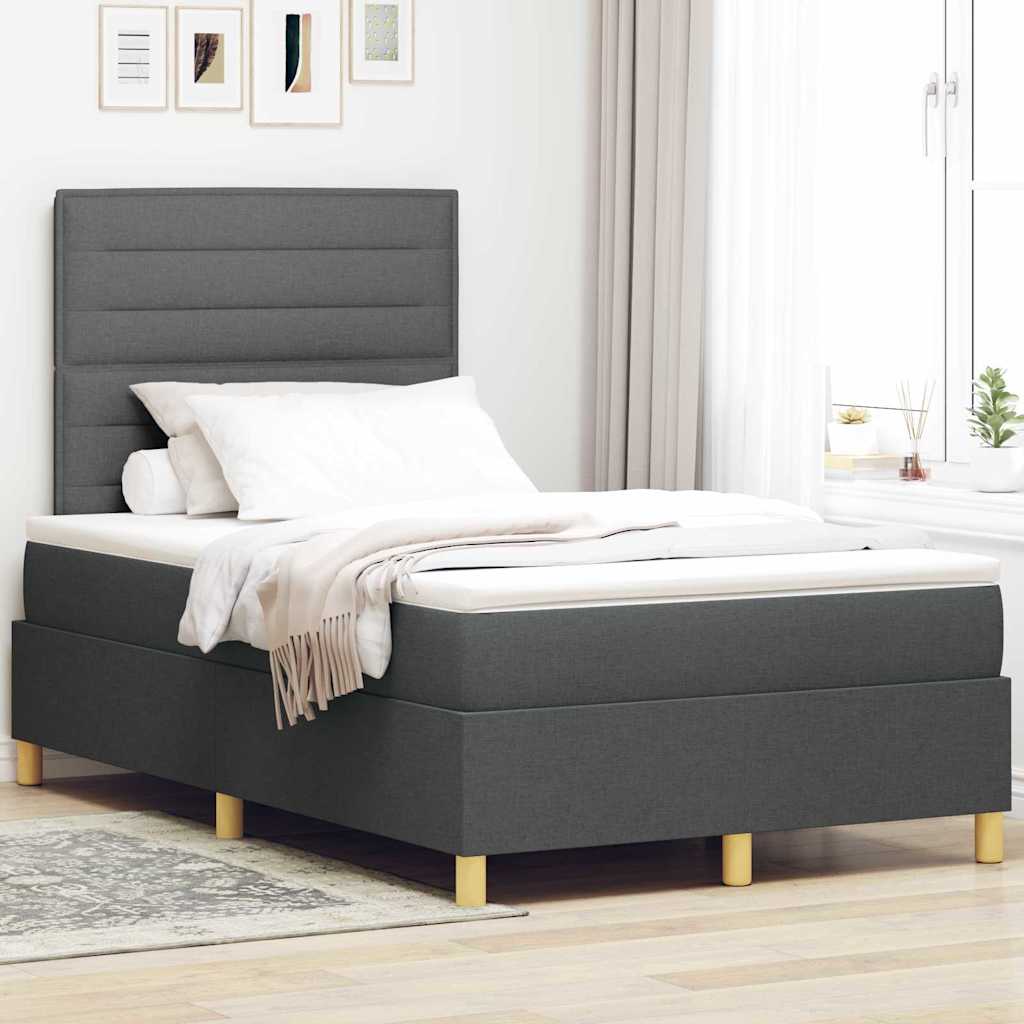 LED Box Spring Krevet Tamno siva 120 x 190 cm tkanina
