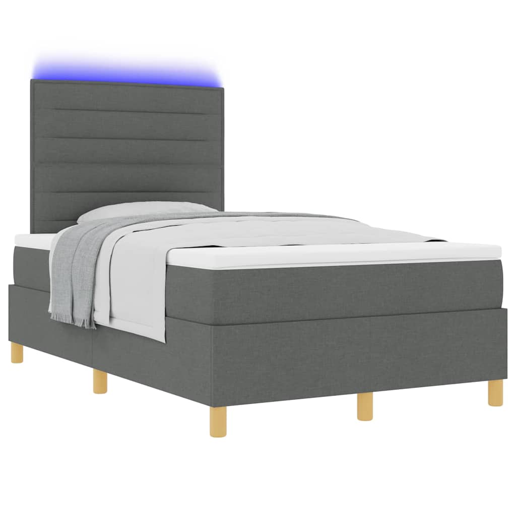 LED Box Spring Krevet Tamno siva 120 x 190 cm tkanina