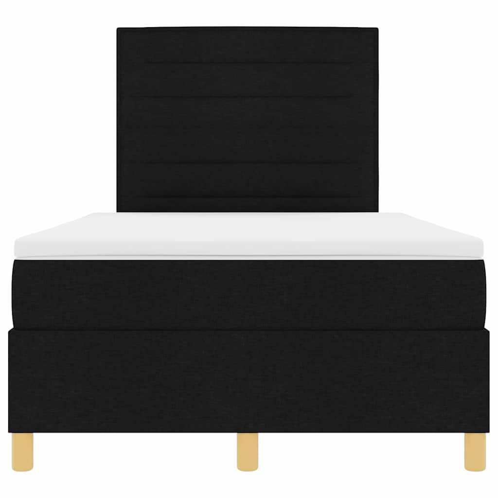 LED Box Spring Krevet s madracem Crna 120 x 190 cm tkanina