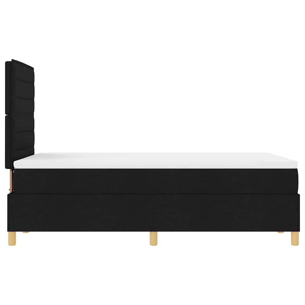 LED Box Spring Krevet s madracem Crna 120 x 190 cm tkanina