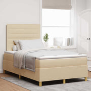 LED Box Spring Krevet s madracem Krema 120 x 190 cm tkanina
