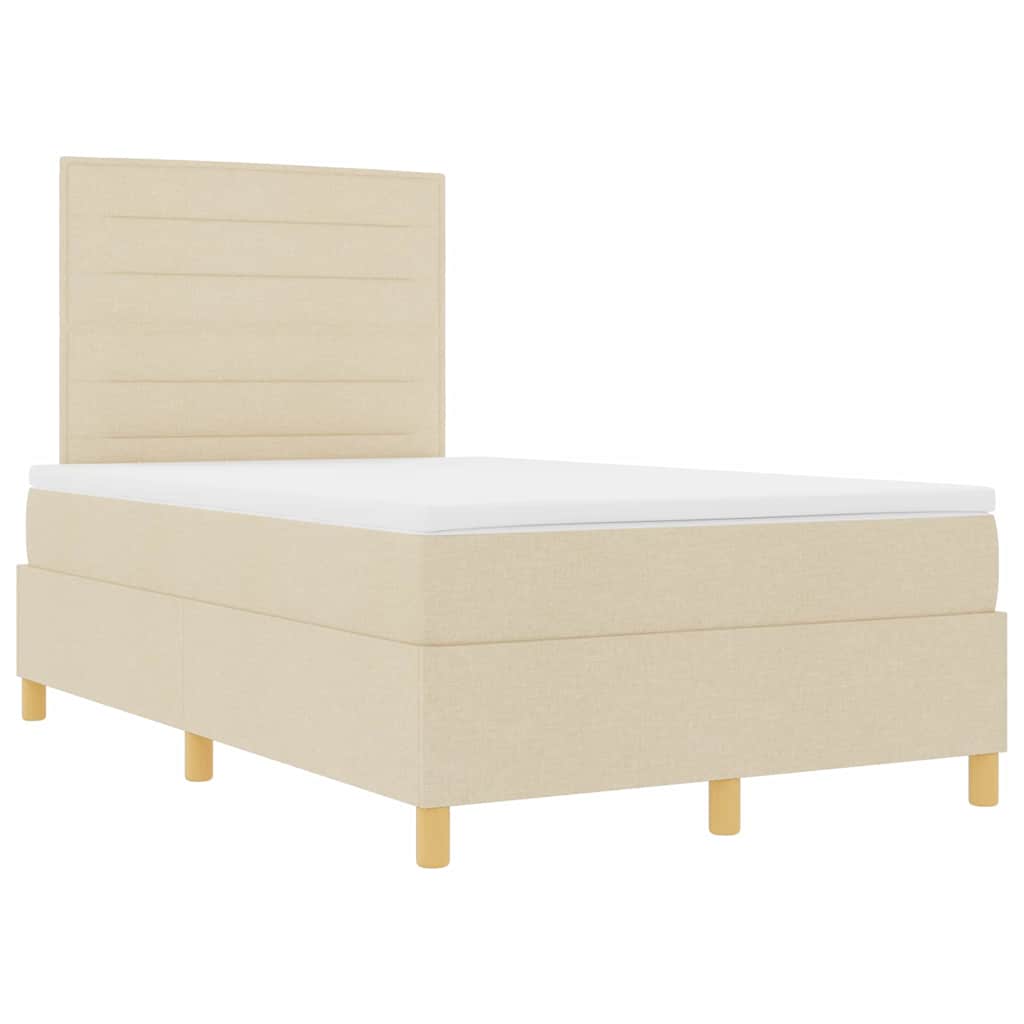 LED Box Spring Krevet s madracem Krema 120 x 190 cm tkanina