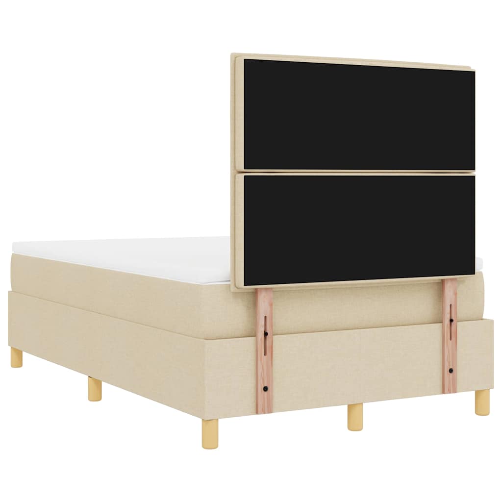 LED Box Spring Krevet s madracem Krema 120 x 190 cm tkanina